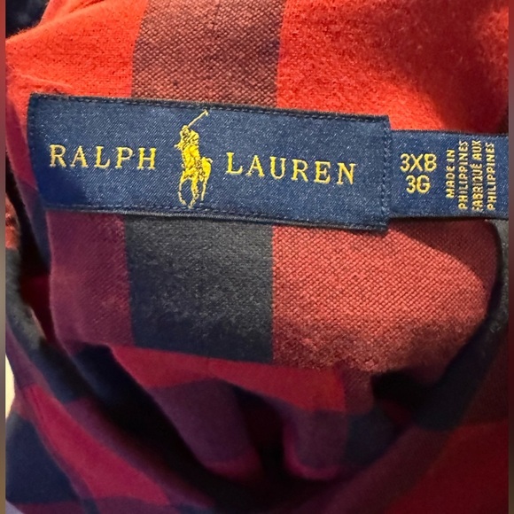 Ralph Lauren Flannel Red Black Checkered Plaid Button Down Shirt Mens Size 3XB - Picture 9 of 9